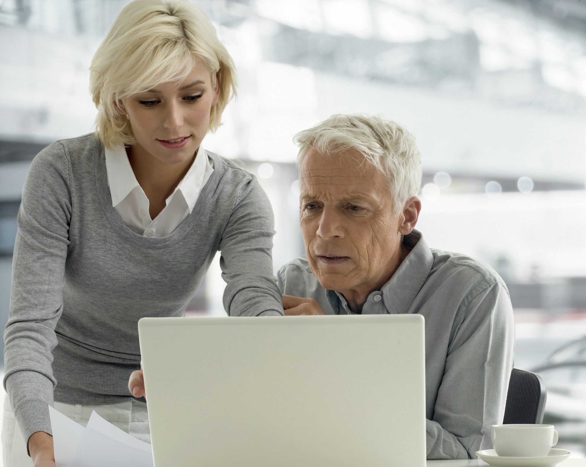 A customer getting help with a laptop
