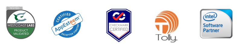 West Coast Labs, AppEsteem, Checkmark, Tolly and Intel certifications